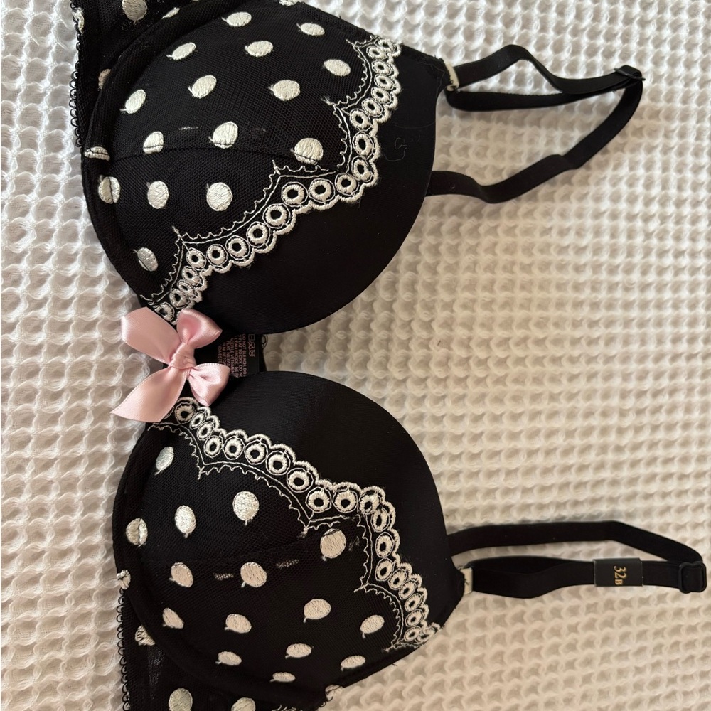 Victoria Secret Black and White Polka Dot Lace Bra
